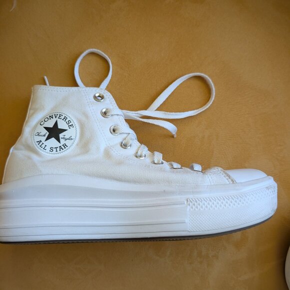 Converse White Canvas Platform High-Top Sneakers Women's All Stars Size 9 - Picture 5 of 9